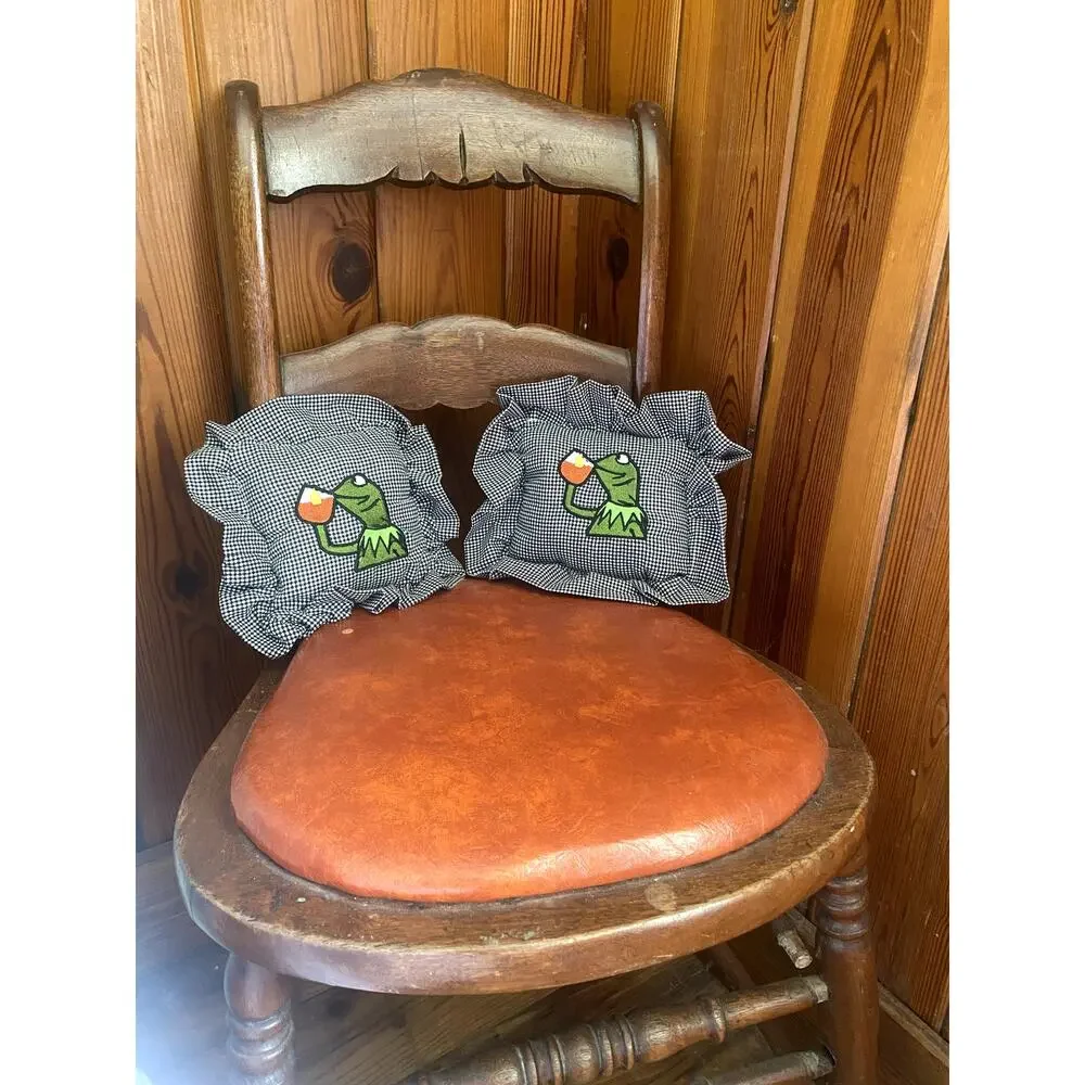 Sips Tea Meme embroidered Mini Ruffled Pillow